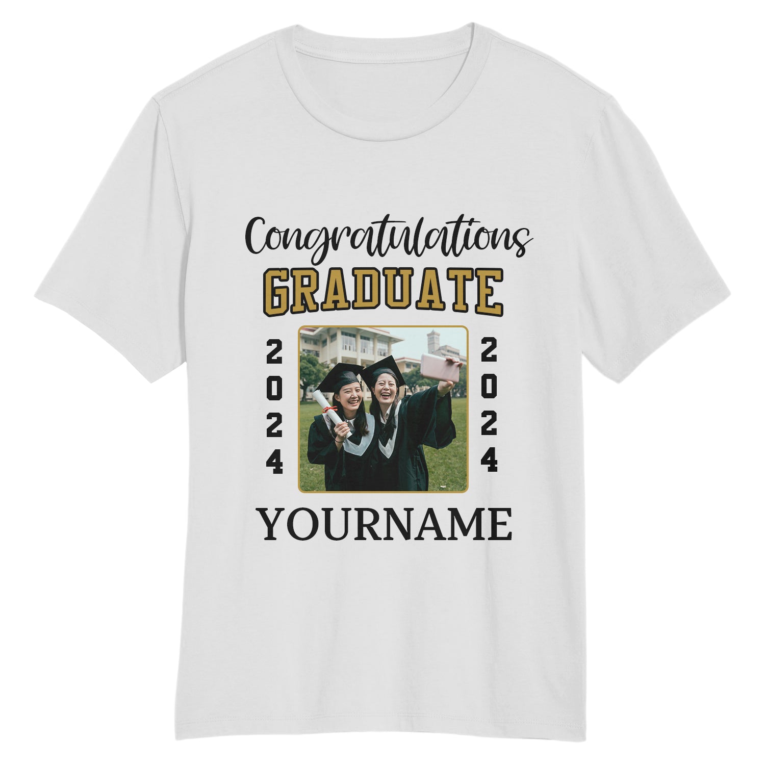 Personalized 3D Graduation T-Shirt in White and Black - Custom Performance Tee Personalized White Black 3D Graduation Performance