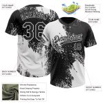 Customizable Unisex Softball Jersey with Personal Name & Number, 3D Pattern Brush Stroke in White and Black - Two-Button Design