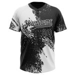 Customizable Unisex Softball Jersey with Personal Name & Number, 3D Pattern Brush Stroke in White and Black - Two-Button Design