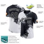 Custom Name and Number Performance T-Shirt with 3D Pattern Design - Personalized Abstract Brush Stroke - White Black Personalized