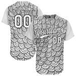 Custom Name and Number Baseball Jersey - Personalized 3D Pattern Abstract Doodle Line Art in White and Black Design Personalized