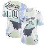 Custom Team Name Number Performance T-Shirt - Personalized 3D Pattern Design Abstract Doodle in White and Black Personalized