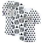 Customizable 3D Bear Pattern Performance T-Shirt with Team Name and Number - Personalized White and Black Design Personalized