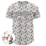Custom Personalized 3D Black and White Deer Baseball Jersey with Name and Number - Unique Team Apparel Personalized White