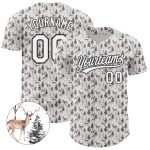 Custom Personalized 3D Black and White Deer Baseball Jersey with Name and Number - Unique Team Apparel Personalized White