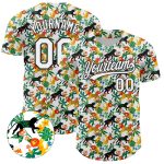 Custom Name and Number Baseball Jersey, Personalized 3D Lion and Leopard Pattern Design, White and Black Team Apparel Personalized