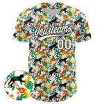 Custom Name and Number Baseball Jersey, Personalized 3D Lion and Leopard Pattern Design, White and Black Team Apparel Personalized