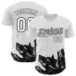 Personalized 3D Wolf Pattern Baseball Jersey - Authentic White Black Design Personalized White Black 3D Pattern Design Animal