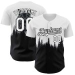 Custom Name and Number Personalized 3D Wolf Baseball Jersey - Black and White Animal Design Personalized White Black 3D Pattern