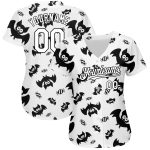 Custom Name and Number 3D Pattern Baseball Jersey - Personalized White and Black Team Apparel Personalized White Black 3D