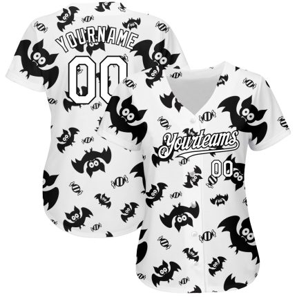 Custom Name and Number 3D Pattern Baseball Jersey - Personalized White and Black Team Apparel Personalized White Black 3D
