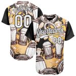 Custom Name and Number 3D Pattern Baseball Jersey for Beer Festival - Personalized Authentic White Black Team Apparel Personalized