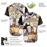 Custom Name and Number 3D Pattern Baseball Jersey for Beer Festival - Personalized Authentic White Black Team Apparel Personalized