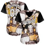 Custom Name and Number 3D Pattern Baseball Jersey for Beer Festival - Personalized Authentic White Black Team Apparel Personalized