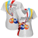 Custom Name Number Baseball Jersey - Personalized 3D Pattern Billiards Design, White and Black Authentic Team Apparel Personalized
