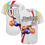 Custom Name Number Baseball Jersey - Personalized 3D Pattern Billiards Design, White and Black Authentic Team Apparel Personalized