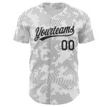 Custom Name and Number Authentic Baseball Jersey with 3D Pattern Curve Lines - Personalized White and Black Design Personalized
