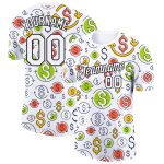 Custom Dollar Sign Money Theme T-Shirt with 3D Pattern, Personalized Name and Number for Team Performance Personalized White