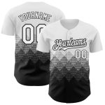 Custom Name and Number Authentic Baseball Jersey with Gradient 3D Pattern Design in White and Black Square Shapes Personalized