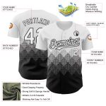 Custom Name and Number Authentic Baseball Jersey with Gradient 3D Pattern Design in White and Black Square Shapes Personalized