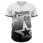 Custom Name and Number Twinkle Star Baseball Jersey - Personalized 3D Gradient Pattern Design in White and Black Personalized