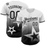 Custom Name and Number Twinkle Star Baseball Jersey - Personalized 3D Gradient Pattern Design in White and Black Personalized