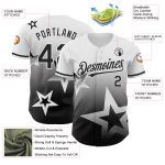 Custom Name and Number Twinkle Star Baseball Jersey - Personalized 3D Gradient Pattern Design in White and Black Personalized