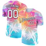 Custom Name and Number Hawaii Palm Leaves 3D Pattern Performance T-Shirt - Personalized Black and White Design Personalized