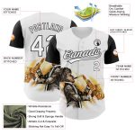 Customizable Jazz Day Baseball Jersey with 3D Black White Pattern - Authentic Team Jersey with Personalized Name and Number