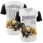 Customizable Jazz Day Baseball Jersey with 3D Black White Pattern - Authentic Team Jersey with Personalized Name and Number