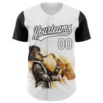 Customizable Jazz Day Baseball Jersey with 3D Black White Pattern - Authentic Team Jersey with Personalized Name and Number