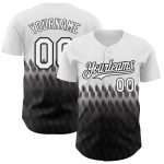Custom Name and Number Authentic Baseball Jersey with Personalized 3D Pattern Design in White and Black Personalized White