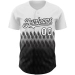 Custom Name and Number Authentic Baseball Jersey with Personalized 3D Pattern Design in White and Black Personalized White