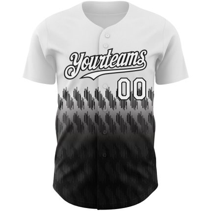 Custom Name and Number Authentic Baseball Jersey with Personalized 3D Pattern Design in White and Black Personalized White