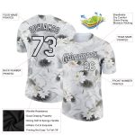 Custom Name and Number 3D Pattern Lotus Performance T-Shirt - Personalized White Black Team Apparel Personalized White Black