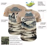 Custom Name and Number Baseball Jersey - Personalized 3D Mountain Landscape Design in White and Black Personalized White