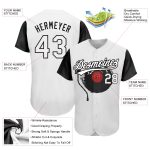 Custom Name and Number Vintage Vinyl Record Baseball Jersey, 3D Pattern Design for Music Festival - Personalized Black and White