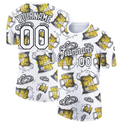 Personalized Oktoberfest Beer Festival 3D Pattern Performance T-Shirt - White Black Stylish Design Personalized White Black