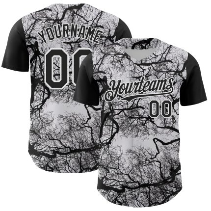 Custom Name and Number 3D Pattern Baseball Jersey for Rave - Personalized White Black Team Design Personalized White Black