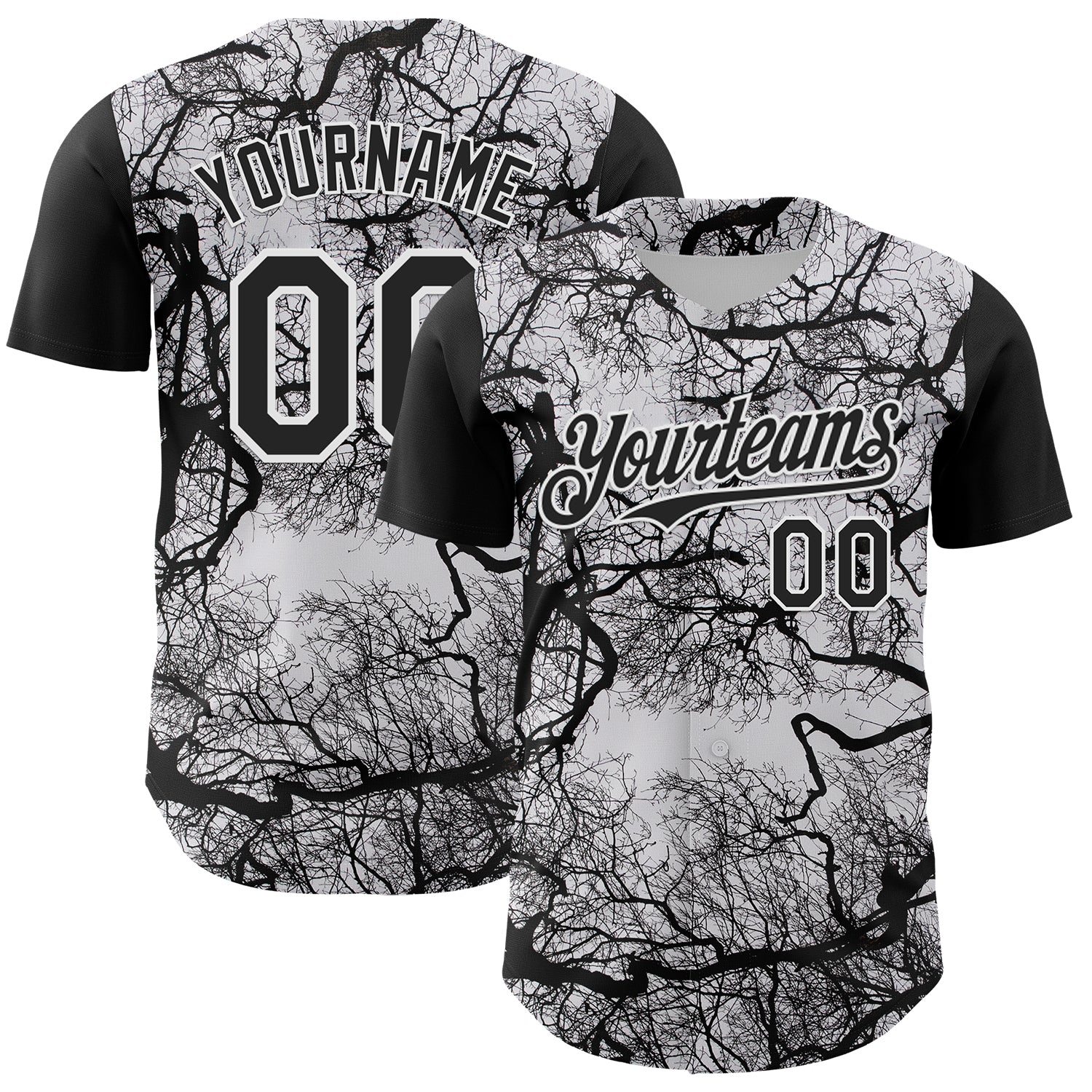 Custom Name and Number 3D Pattern Baseball Jersey for Rave - Personalized White Black Team Design Personalized White Black