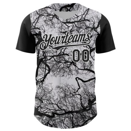 Custom Name and Number 3D Pattern Baseball Jersey for Rave - Personalized White Black Team Design Personalized White Black