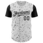 Custom 3D Pattern Rave Baseball Jersey - Personalized Dark Art Design with Team Name & Number, White Black Color Personalized