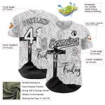 Custom Name and Number Jesus Christ Cross Baseball Jersey - Personalized 3D Pattern Good Friday Design, White and Black Personalized