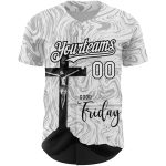 Custom Name and Number Jesus Christ Cross Baseball Jersey - Personalized 3D Pattern Good Friday Design, White and Black Personalized