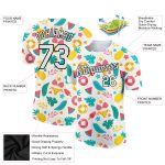 Custom Name and Number Summer Holiday T-Shirt - Personalized 3D Pattern Design with Flowers and Fruits in White and Black