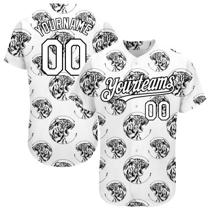 Custom Tiger 3D Pattern Baseball Jersey with Personalized Name and Number - Authentic Team Apparel Personalized White Black