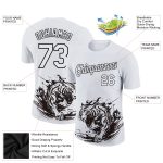 Custom Name and Number Tiger 3D Pattern Performance T-Shirt - Personalized White and Black Design Personalized White Black