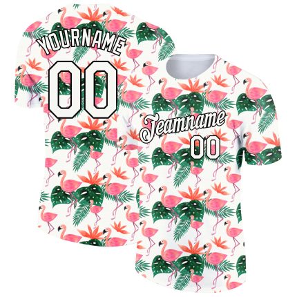 Custom Hawaii Flamingo Performance T-Shirt with 3D Pattern Design - Personalized Team Name and Number, Unisex Personalized