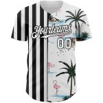Custom Name Number Authentic Hawaiian Palm Trees Baseball Jersey 3D Pattern White Black Personalized White Black 3D Pattern