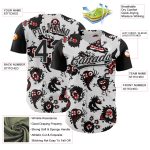 Personalized 3D Pattern Halloween Baseball Jersey | White Black Authentic Design Personalized White Black 3D Pattern Halloween